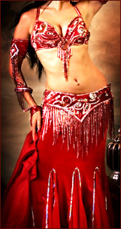 red and silver turkish bellydance costume